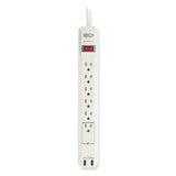 Tripp Lite Protect It! Surge Protector, 6 AC Outlets/2 USB Ports, 6 ft Cord, 990 J, Cool Gray (TRPTLP606USB) Each