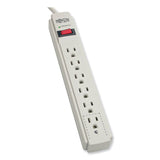 Tripp Lite Protect It! Surge Protector, 6 AC Outlets, 15 ft Cord, 790 J, Light Gray (TRPTLP615) Each