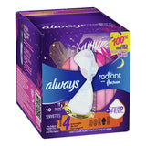 Always® Radiant with FlexFoam Feminine Pad Overnight / With Wings Heavy Absorbency (1231746_BX) 10/BX