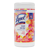 LYSOL® Brand Disinfecting Wipes, 1-Ply, 7 x 7.25, Mango and Hibiscus, White, 80 Wipes/Canister, 6 Canisters/Carton (RAC97181) Case of 6