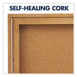 Quartet® Enclosed Indoor Cork Bulletin Board with One Hinged Door, 24 x 36, Tan Surface, Oak Fiberboard Frame (QRT363) Each