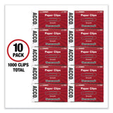ACCO Paper Clips, Jumbo, Smooth, Silver, 100 Clips/Box, 10 Boxes/Pack (ACC72580) 10 Boxes of 100