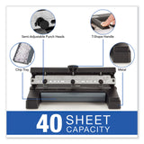 Swingline® 40-Sheet Heavy-Duty Two- to Four-Hole Adjustable Heavy-Duty Paper Punch, 9/32" Holes, Black (SWI74450) Each