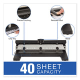 Swingline® 40-Sheet Heavy-Duty Two- to Seven-Hole Adjustable Heavy-Duty Paper Punch, 9/32" Holes, Black (SWI74440) Each