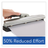 Swingline® 20-Sheet LightTouch Desktop Two- to Seven-Hole Punch, 9/32" Holes, Silver/Black (SWI74030) Each