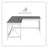 Workspace by Alera® L-Shaped Farmhouse Desk, 58.27" x 58.27" x 29.53", Gray/White (ALEWSF5959GY) Each