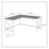 Workspace by Alera® L-Shaped Farmhouse Desk, 58.27" x 58.27" x 29.53", Gray/White (ALEWSF5959GY) Each