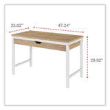 Workspace by Alera® Modern Writing Desk, 47.24" x 23.62" x 29.92", Beigewood/White (ALEWSWD4824WB) Each
