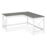 Workspace by Alera® L-Shaped Farmhouse Desk, 58.27" x 58.27" x 29.53", Gray/White (ALEWSF5959GY) Each