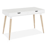 Workspace by Alera® Scandinavian Writing Desk, 47.24" x 23.62" x 29.53", White/Beigewood (ALEWSS4824WB) Each