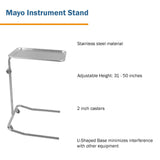 McKesson Mayo Instrument Stand Hand Operated Single Post U-Shaped Base Small Tray (691124_EA) 1/EA