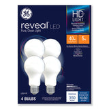 GE Reveal HD+ LED A19 Light Bulb, 5 W, 4/Pack (GEL46650) Pack of 4