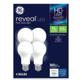 GE Reveal HD+ LED A19 Light Bulb, 8.5 W, 4/Pack (GEL93127795) Pack of 4