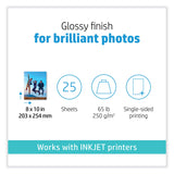 HP Advanced Photo Paper, 10.5 mil, 8 x 10, Glossy White, 25/Pack (HEW6J777A) Pack of 25