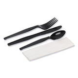Dixie® Individually Wrapped Heavyweight Cutlery Set, Fork/Knife/Napkin/Spoon, Plastic, Black, 250/Carton (DXECH56NC7) Case of 250