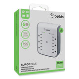 Belkin® SurgePlus USB Wall Mount Charger, 6 AC Outlets/2 USB Ports, 900 J, White/Black (BLKBSV602TT) Each