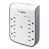Belkin® SurgePlus USB Wall Mount Charger, 6 AC Outlets/2 USB Ports, 900 J, White/Black (BLKBSV602TT) Each