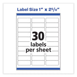 Avery® Vibrant Inkjet Color-Print Labels w/ Sure Feed, 1 x 2.63, Matte White, 600/PK (AVE8250) Pack of 600