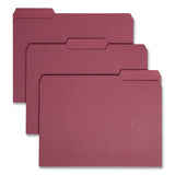 Smead™ Interior File Folders, 1/3-Cut Tabs: Assorted, Letter Size, 0.75" Expansion, Maroon, 100/Box (SMD10275) Box of 100