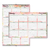Blueline® Yearly Laminated Wall Calendar, Passion Floral Artwork, 36 x 24, White/Multicolor Sheets, 12-Month (Jan to Dec): 2026 (REDC171920)