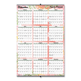 Blueline® Yearly Laminated Wall Calendar, Passion Floral Artwork, 36 x 24, White/Multicolor Sheets, 12-Month (Jan to Dec): 2026 (REDC171920)