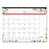 Blueline® Academic 18-Month Desk Pad Calendar, Floral Artwork, 22 x 17, White/Multicolor Sheets, Black Headband, July 2025 to Dec 2026 (REDCA1716BD) Each