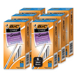 BIC® Cristal Xtra Smooth Ballpoint Pen, Stick, Medium 1 mm, Blue Ink, Clear Barrel, 24/Box, 6 Boxes/Pack (BICMS144EBLU) Pack of 144
