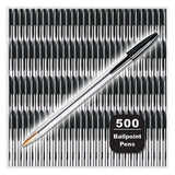 BIC® Cristal Xtra Smooth Ballpoint Pen, Stick, Medium 1 mm, Black Ink, Clear Barrel, 500/Pack (BICMS500EBLK) Each