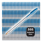 BIC® Cristal Xtra Smooth Ballpoint Pen, Stick, Medium 1 mm, Blue Ink, Clear Barrel, 500/Pack (BICMS500EBLU) Each