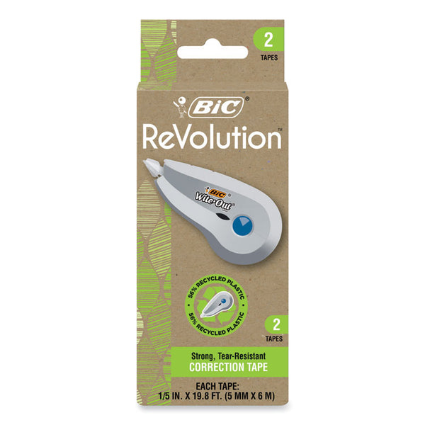 BIC® Wite-Out Brand Ecolutions Correction Tape, Non-Refillable, White,  0.2" x 19.8 ft, 2/Pack (BICWOET21WHI)
