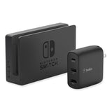 Belkin® Connect 46.5W Multi-Port Power Hub for USB-C Laptop or Nintendo Switch, 3 Ports, Black (BLKAVC010TTBK) Each