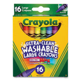 Crayola® Ultra-Clean Washable Crayons, Large, Assorted, 16/Box (CYO523281) Box of 16