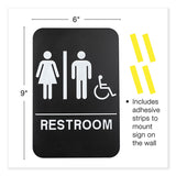 Excello Global Products® Indoor/Outdoor Restroom Sign with Braille Text and Wheelchair, 6" x 9", Black Face, White Graphics, 3/Pack (EXOHD0036S) Pack of 3