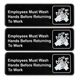 Excello Global Products® Indoor/Outdoor Restroom with Braille Text, 6" x 9", Black Face, White Graphics, 3/Pack (EXOHD0049S) Pack of 3