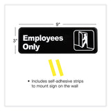 Excello Global Products® Employees Only Indoor/Outdoor Wall Sign, 9" x 3", Black Face, White Graphics, 3/Pack (EXOHD0050S) Pack of 3