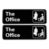 Excello Global Products® The Office Indoor/Outdoor Wall Sign, 9" x 3", Black Face, White Graphics, 2/Pack (EXOHD0064S) Pack of 2