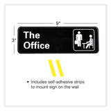 Excello Global Products® The Office Indoor/Outdoor Wall Sign, 9" x 3", Black Face, White Graphics, 2/Pack (EXOHD0064S) Pack of 2