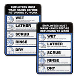 Excello Global Products® Employees Must Wash Hands Indoor Wall Sign, 5" x 7", Black/Blue/White Face, Black/Blue Graphics, 2/Pack (EXOHD0171S) Pack of 2