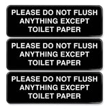 Excello Global Products® Please Do Not Flush Indoor/Outdoor Wall Sign, 9" x 3", Black Face, White Graphics, 3/Pack (EXOHD0255S) Pack of 3