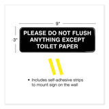 Excello Global Products® Please Do Not Flush Indoor/Outdoor Wall Sign, 9" x 3", Black Face, White Graphics, 3/Pack (EXOHD0255S) Pack of 3