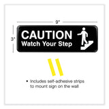 Excello Global Products® Caution Watch Your Step Indoor/Outdoor Wall Sign, 9" x 3", Black Face, White Graphics, 3/Pack (EXOHD0268S) Pack of 3