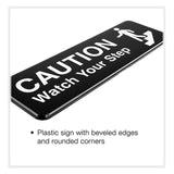 Excello Global Products® Caution Watch Your Step Indoor/Outdoor Wall Sign, 9" x 3", Black Face, White Graphics, 3/Pack (EXOHD0268S) Pack of 3