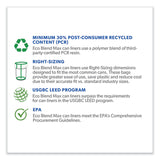 Heritage Eco Blend Max Can Liners, 60 gal, 0.8 mil, 38" x 58", Black, 20 Bags/Roll, 5 Rolls/Carton (HERL7658TKER1) Case of 100