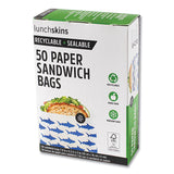 lunchskins Peel and Seal Sandwich Bag with Closure Strip, 6.3 x 2 x 7.9, White with Blue Shark, 50/Box (LCH854735005904) Box of 50