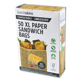lunchskins XL Sandwich Bag with Resealable Stickers, 7.1 x 2 x 9.1, Kraft with Black Chevron Pattern, 50/Box (LCH860000586764) Box of 50