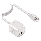 LAX Gadgets 3-Outlet 3-USB Port Surge Protector, 3 AC Outlets/3 USB Ports, 5 ft Cord, White (LXGOUT3X3WH) Each
