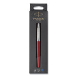 Parker® Jotter Ballpoint Pen, Retractable, Medium 0.7 mm, Blue Ink, Kensington Red/Chrome Barrel (PAR1953241) Each