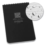 Rite in the Rain® All-Weather Wire-O Notepad, Universal: Narrow Rule and Quadrille Rule, Black Cover, 50 White 4 x 6 Sheets (RIR746) Each