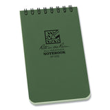 Rite in the Rain® All-Weather Wire-O Notepad, Universal: Narrow Rule and Quadrille Rule, Dark Green Cover, 50 White 3 x 5 Sheets (RIR935) Each