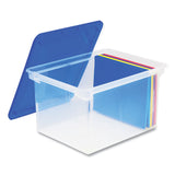 Storex Tote with Comfort Edges, Letter/Legal Files, 13.9" x 18.3" x 10.6", Blue/Clear, 4/Carton (STX61508U04C) Case of 4